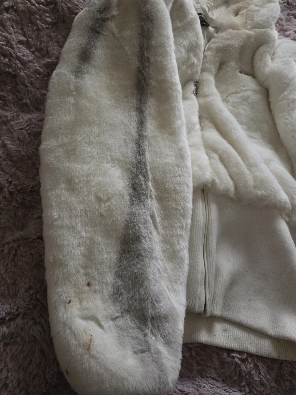 bebe Cream Faux-Fur Hooded Zip Teddy Jacket - Picture 11 of 12